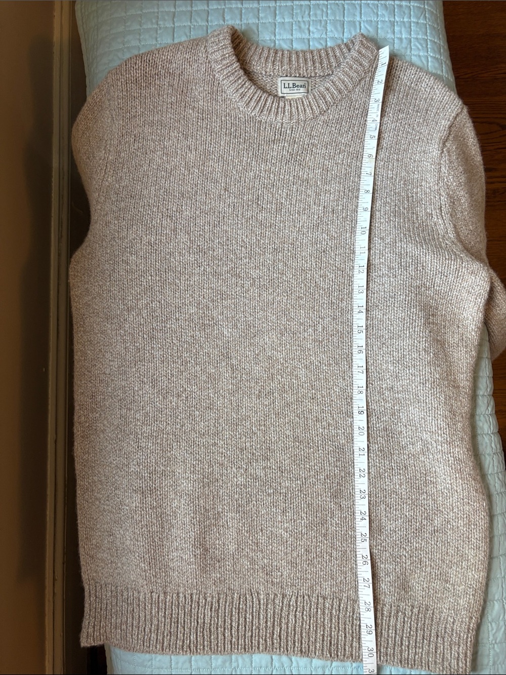 Men’s L.L. Bean Heather Taupe Crewneck Sweater Large Tall - Picture 4 of 8